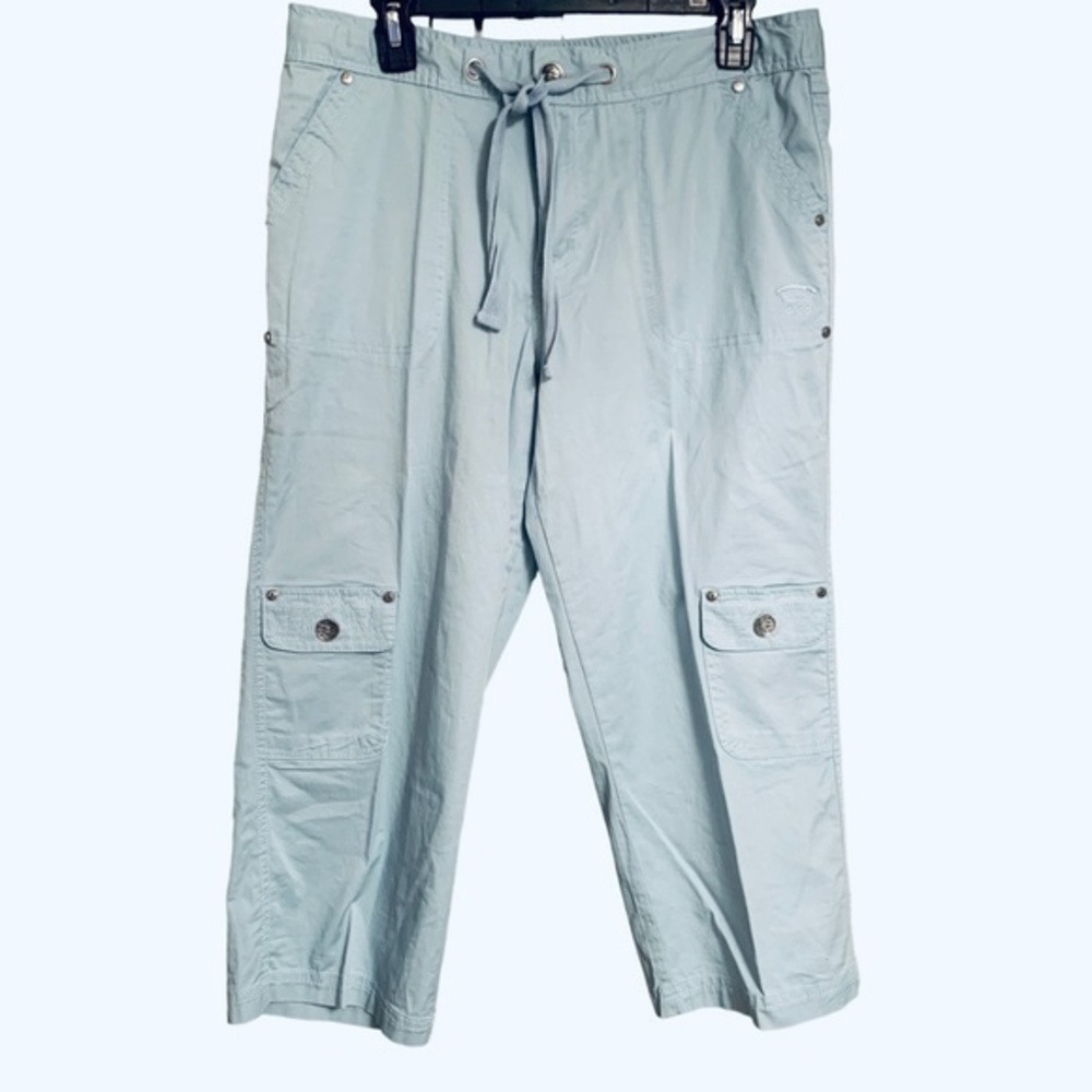 Oleg Cassini Sport Women Capri Pants Size M Light Blue High Rise 33x21 Outdoors‎